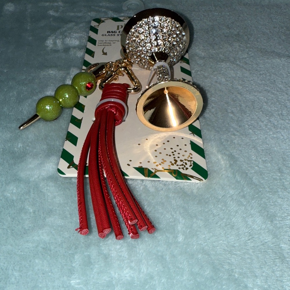 pipe•k Gold, Green and Red Bag Charm & Key Chain - Picture 6 of 7